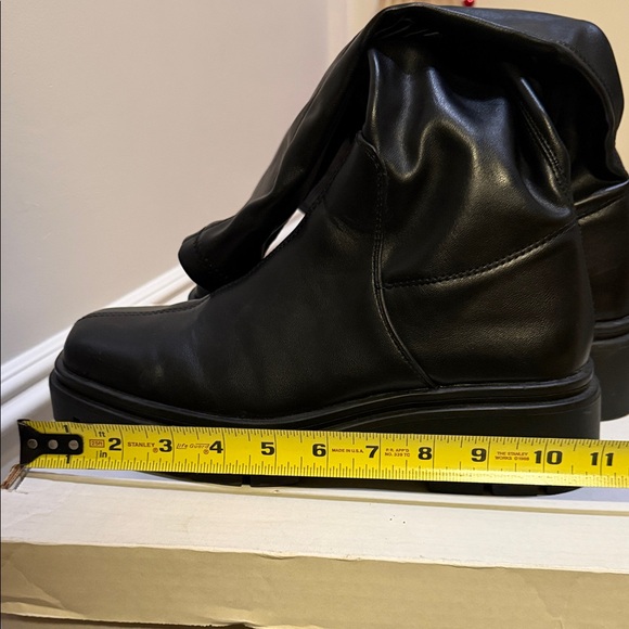 Women's Faux Tall Leather Boots black platform - Picture 10 of 10